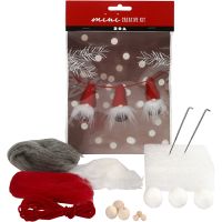 Mini Kit DIY, lutin de Noël sur une corde, H: 6 cm, 1 set