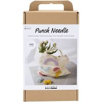 Kit DIY Punch Needle, Sac fourre-tout, couleurs pastel, 1 Pq.