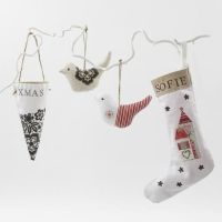 Decoupaged Cotton and Linen hanging Decorations
