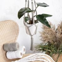 A macramé plant hanger