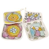 Lovely potholders with silk paint