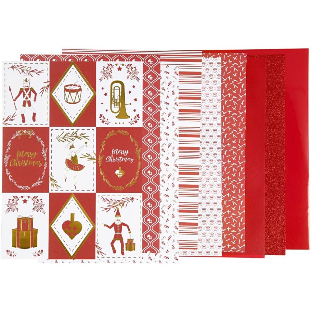 Bloc de papier design, dim. 21x30 cm, 120+128 gr, rouge, blanc, 96 flles/ 1 Pq.