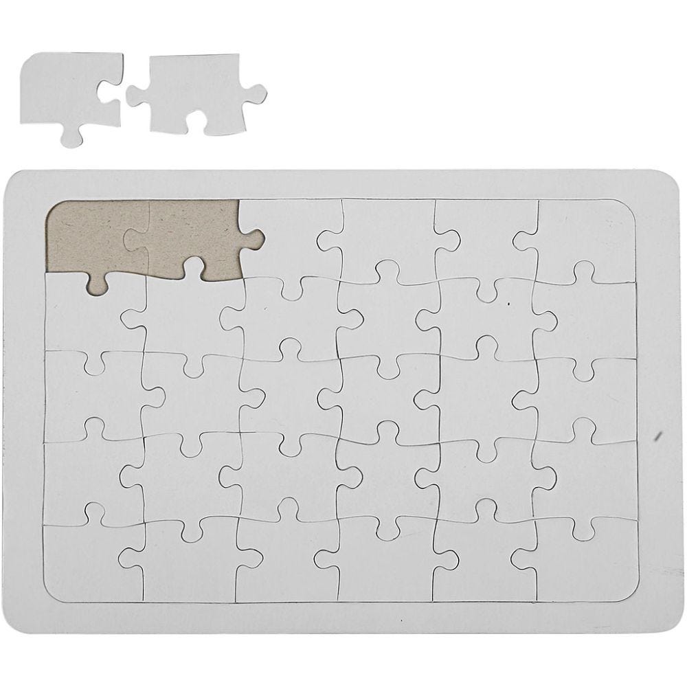 Puzzles à décorer, dim. 21x30 cm, blanc, 1 pièce