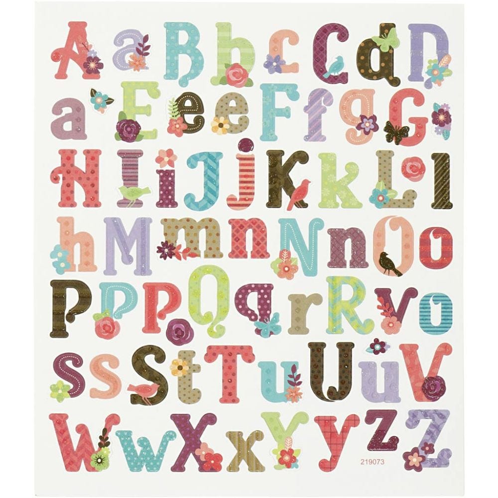Autocollants, alphabet, 15x16,5 cm, 1 flles