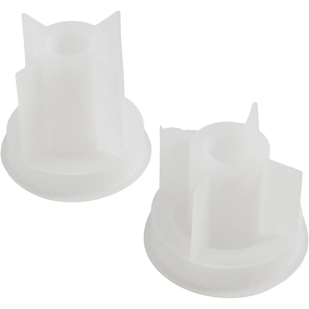 Moule en silicone, Bougeoir, H: 5,8+7,5 cm, d 7,5 cm, diamètre intérieur 2-2,5 cm, transparent mat, 2 pièce/ 1 Pq.