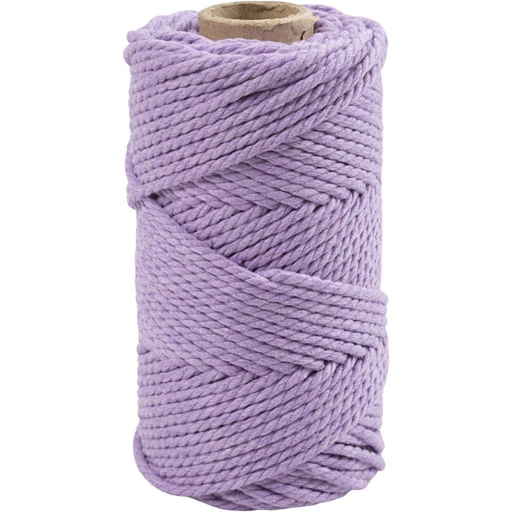 Cordon pour macramé, L: 55 m, d 4 mm, violet, 330 gr/ 1 rouleau