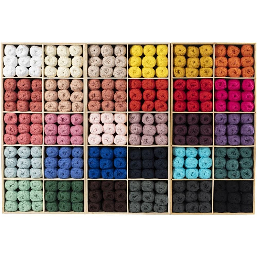 Pelote de fil de coton, ass. de couleurs, 360 boule/ 1 Pq.