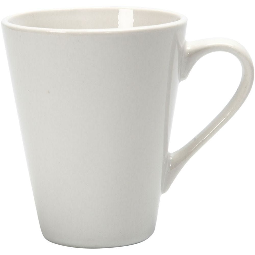 Tasses, H: 10 cm, d 5-8 cm, blanc, 1 pièce