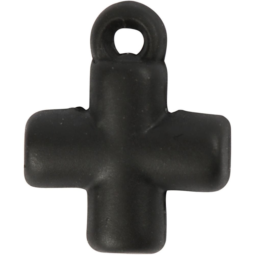 Croix, dim. 10x10 mm, diamètre intérieur 1,5 mm, noir, 4 pièce/ 1 Pq.