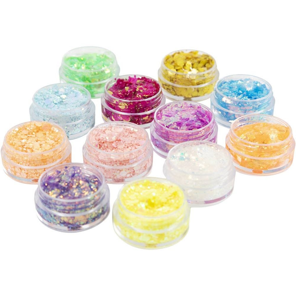 Pâte à Modeler à Paillettes, ass. de couleurs, 12x5 ml/ 1 Pq.