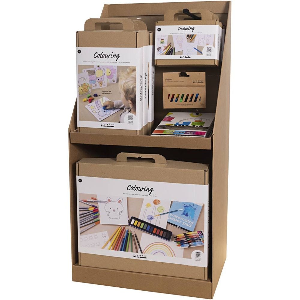 Grand présentoir de table, Articles de dessin pour enfants, H: 834 mm, P: 322 mm, L: 416 mm, 0,0 unités/1 paquet