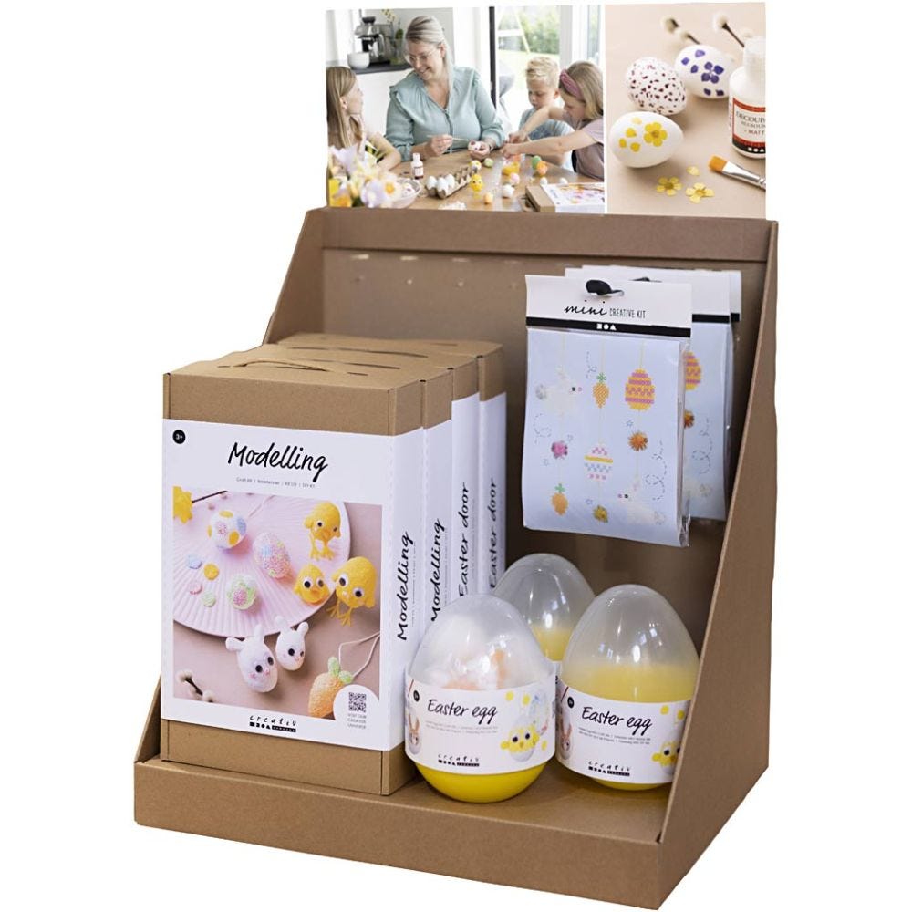 Présentoir de table petit format, Articles de Pâques pour enfants, H: 458 mm, P: 322 mm, L: 416 mm, 17 unités/1 paquet