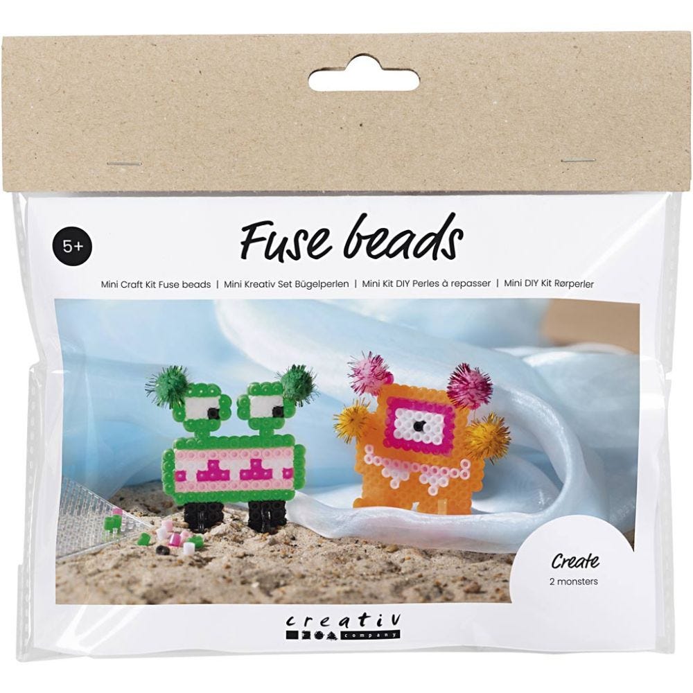 Mini Kit DIY Perles à repasser, Monstre, ass. de couleurs, 1 Pq.
