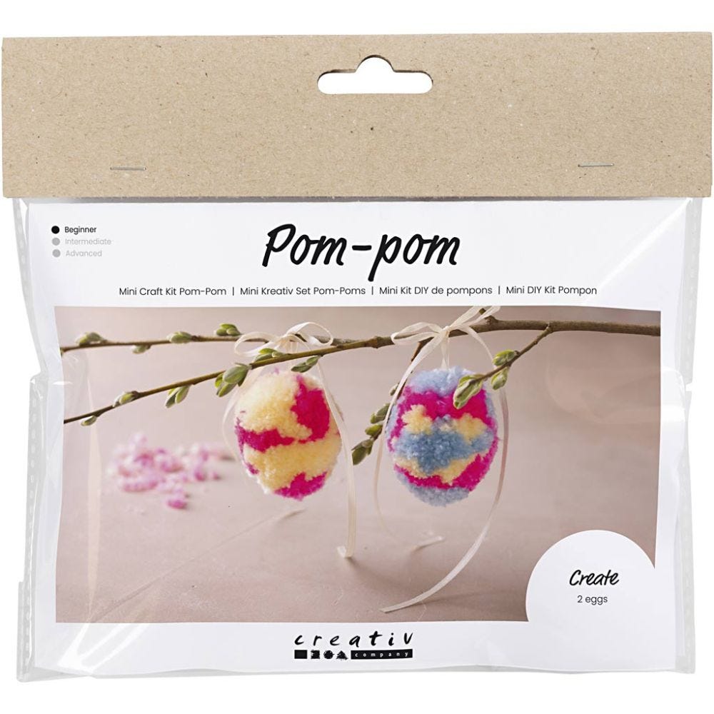 Mini Kit DIY Pompon, Œufs, multicolore, 1 Pq.