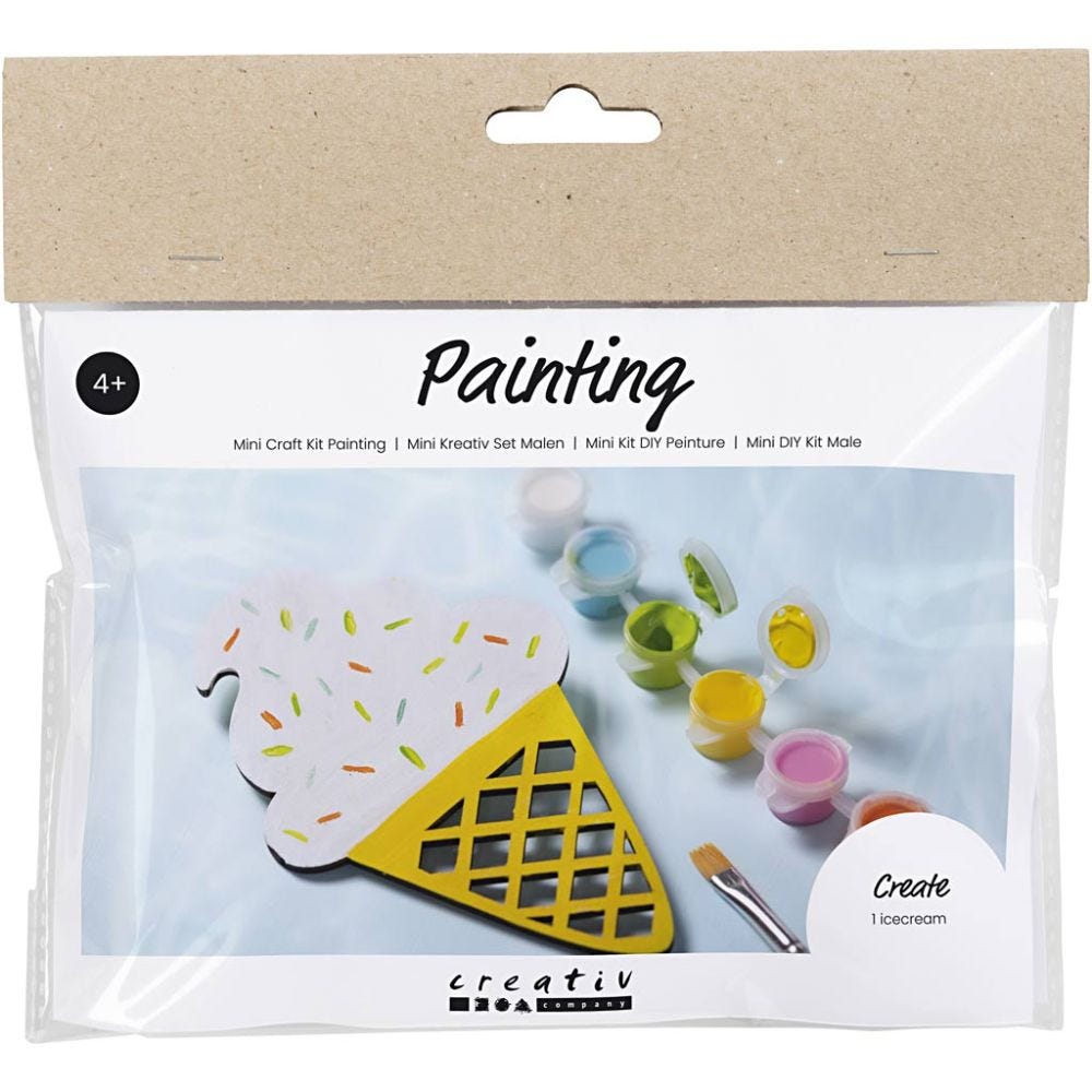 Mini Kit DIY Peinture, Cône de crème glacée, ass. de couleurs, 1 Pq.