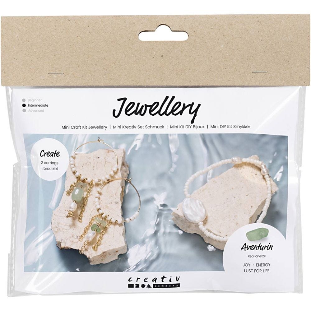 Mini Kit DIY Bijoux, Bracelet et boucles d’oreilles Aventurine Mix, 1 Pq.