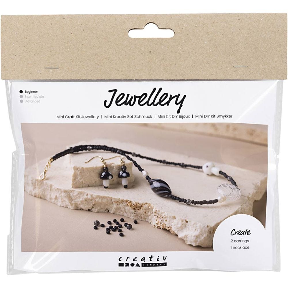 Mini Kit DIY Bijoux, Gros collier, harmonie noir, 1 Pq.