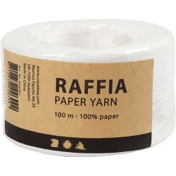 Fil de Raphia, L : 7-8 mm, blanc, 100 m/ 1 rouleau