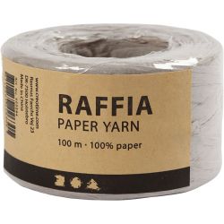 Fil de Raphia, L : 7-8 mm, gris clair, 100 m/ 1 rouleau