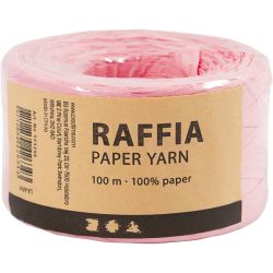 Fil de Raphia, L : 7-8 mm, rose clair, 100 m/ 1 rouleau