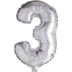 Ballon en aluminium, 3, H : 41 cm, argent, 1 pi&egrave;ce