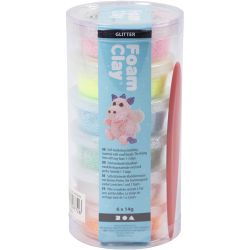 Foam Clay®, paillettes, couleurs pastel, 6x14 gr/ 1 Pq.