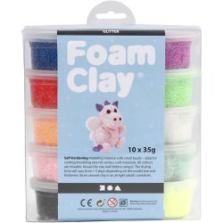 Foam Clay®, paillettes, ass. de couleurs, 10x35 gr/ 1 Pq.
