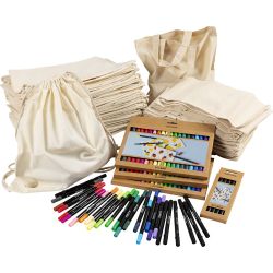 Kit DIY groupe sacs à chaussures et sacs fourre-tout avec feutres