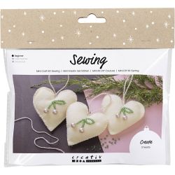 Mini Kit DIY Couture, C&oelig;urs, blanc cass&eacute;, 1 Pq.