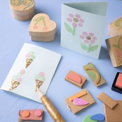 Kit DIY Groupe Impression Tampon, Bo&icirc;tes et cartes, 1 Pq.